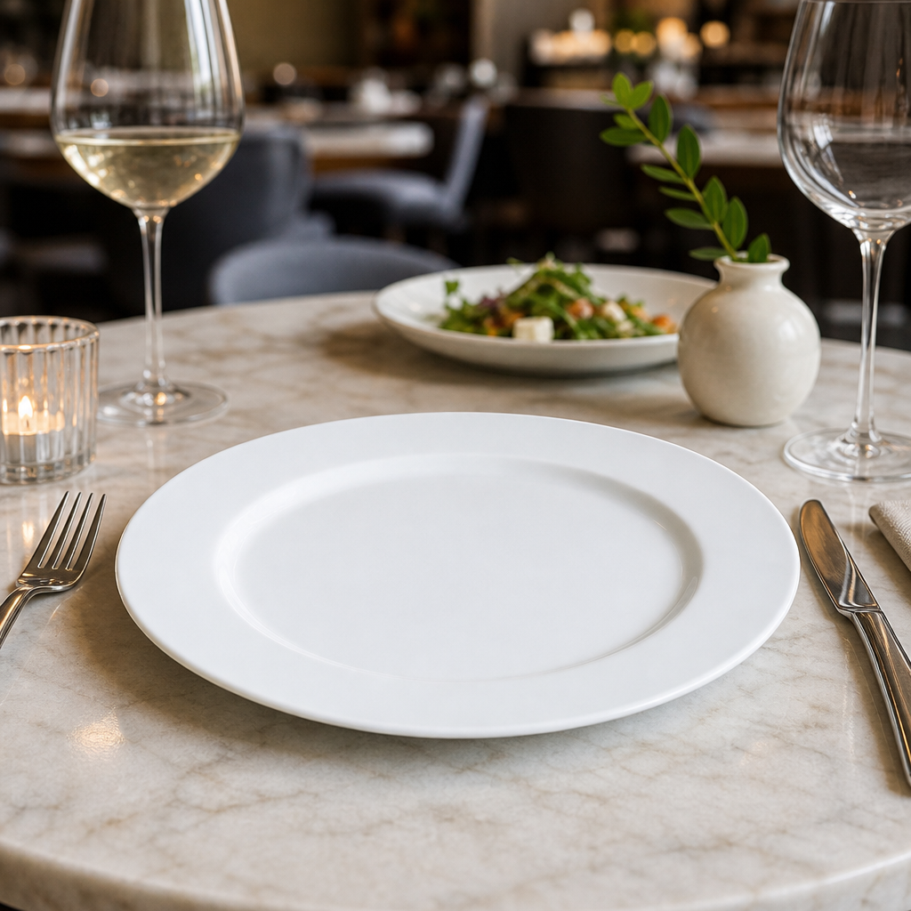 Slimline Plates 255mm White Porcelain for Casual Dining (Pack of 24)