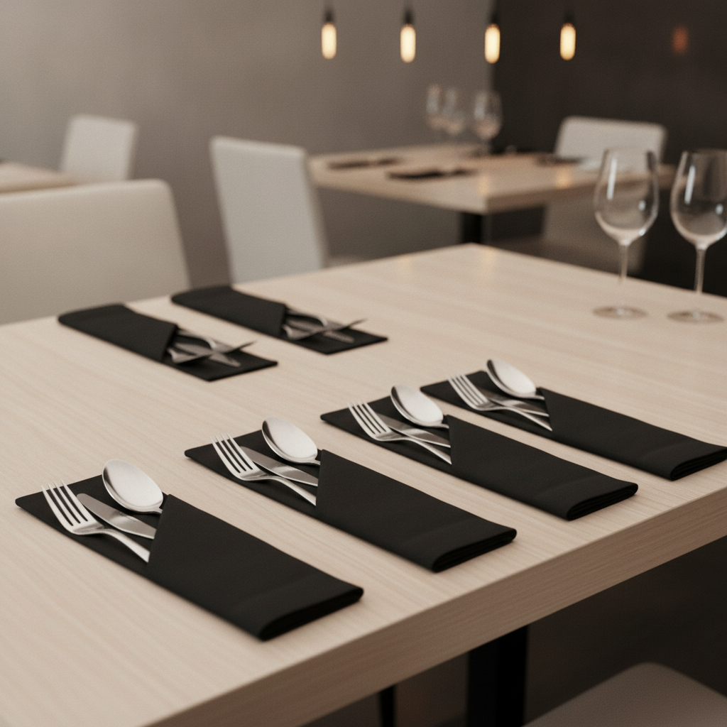 Polyester Black Napkins 510mm for Elegant Table Settings (Pack of 10)