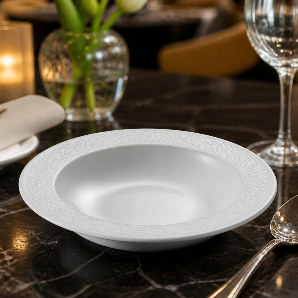 Viana Rimmed Bowls 249ml in White for Elegant Dining