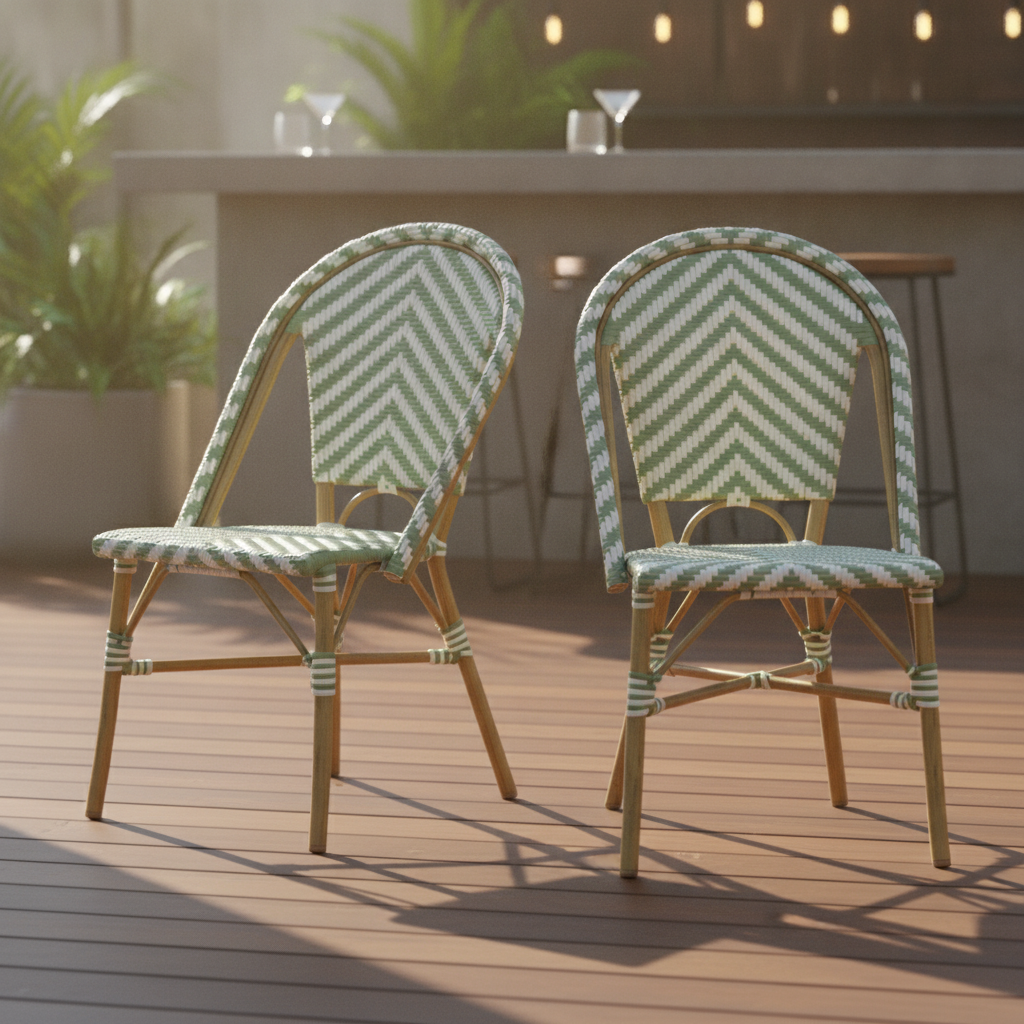 Aluminium & PE Wicker Rattan Side Chairs 890mm for Outdoor Bars (Pack of 2)