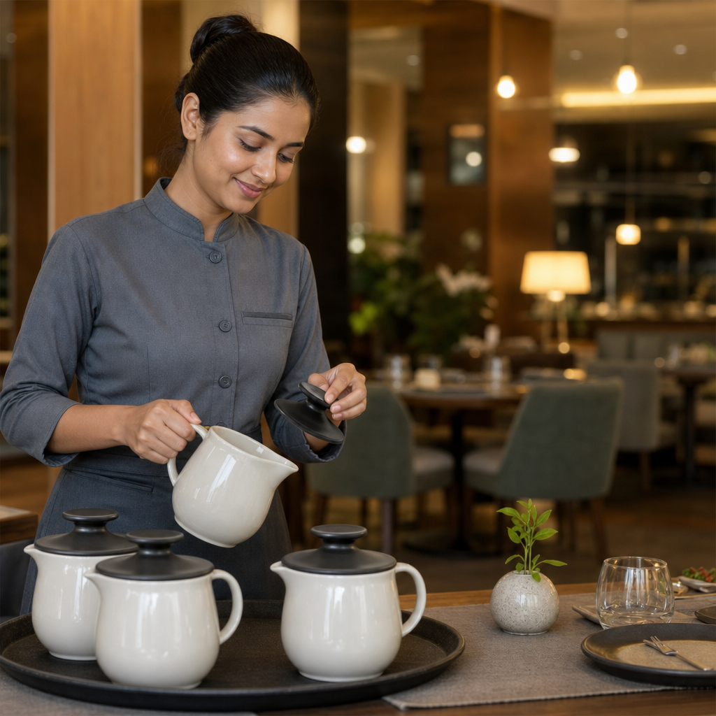 Fully Vitrified Porcelain Lids for Beverage Pots for Stylish Dining (Pack of 12)