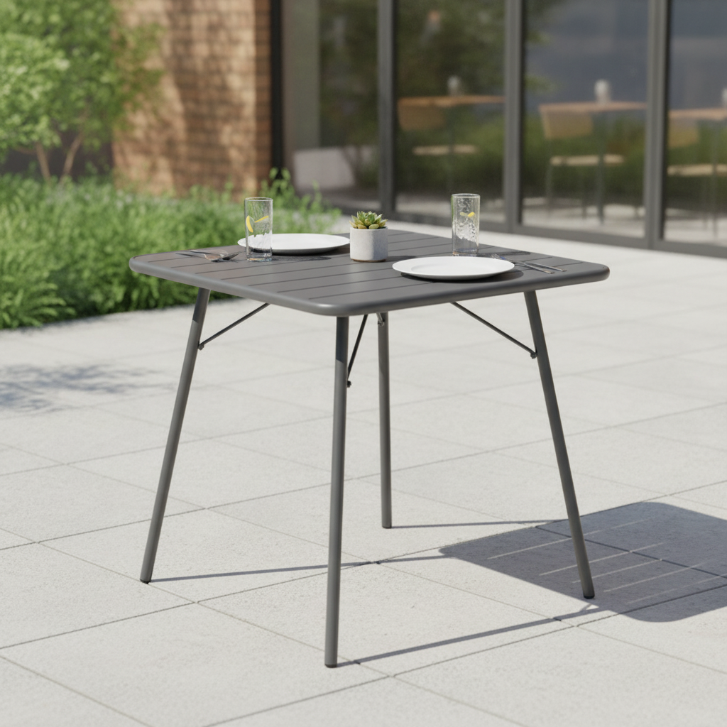 Powder Coated Steel Square Folding Table 700mm for Indoor & Outdoor Use