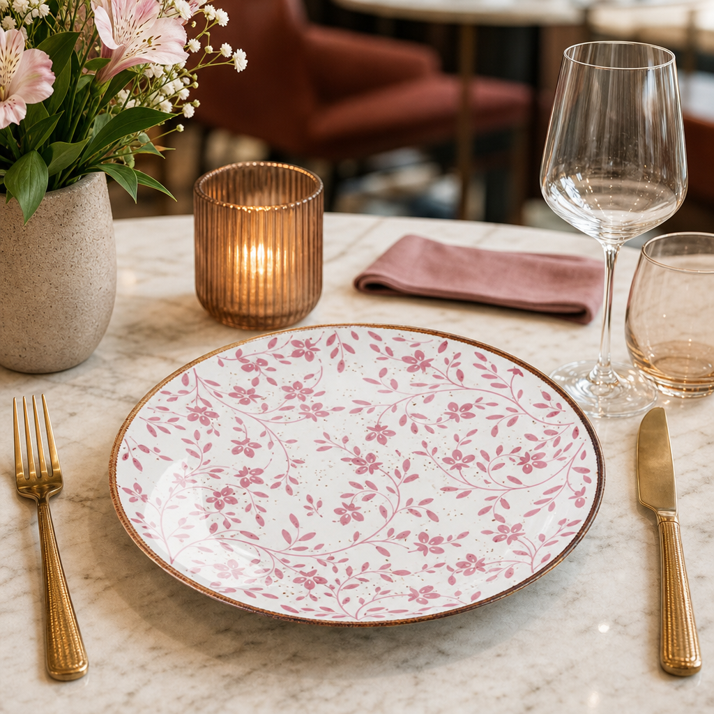 Coupe Plates 252mm Pink Vitrified Ceramic for Elegant Table Settings (Pack of 12)