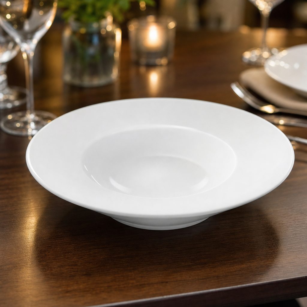 Wide Rim Ceramic Bowls 240mm for Restaurants & Cafés