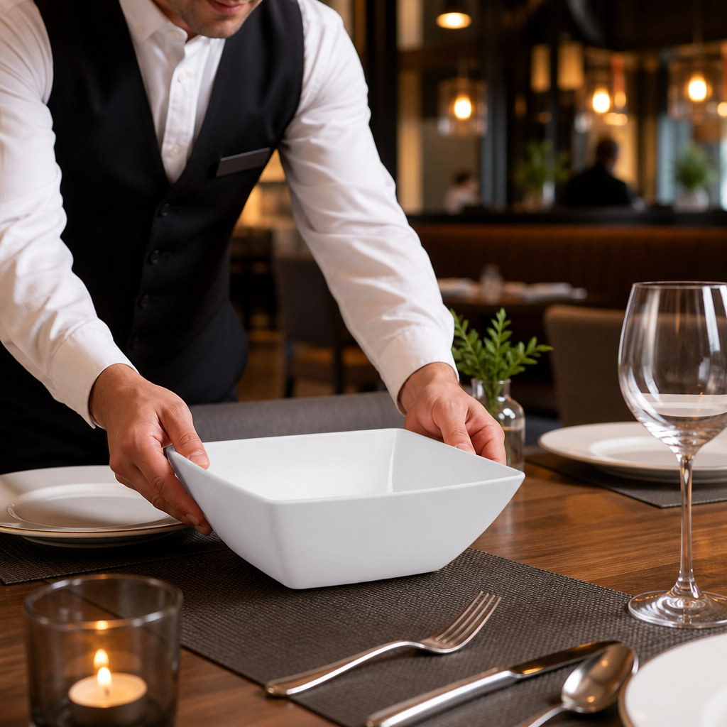 Curved Bowl inch 11 White Melamine for Table Settings