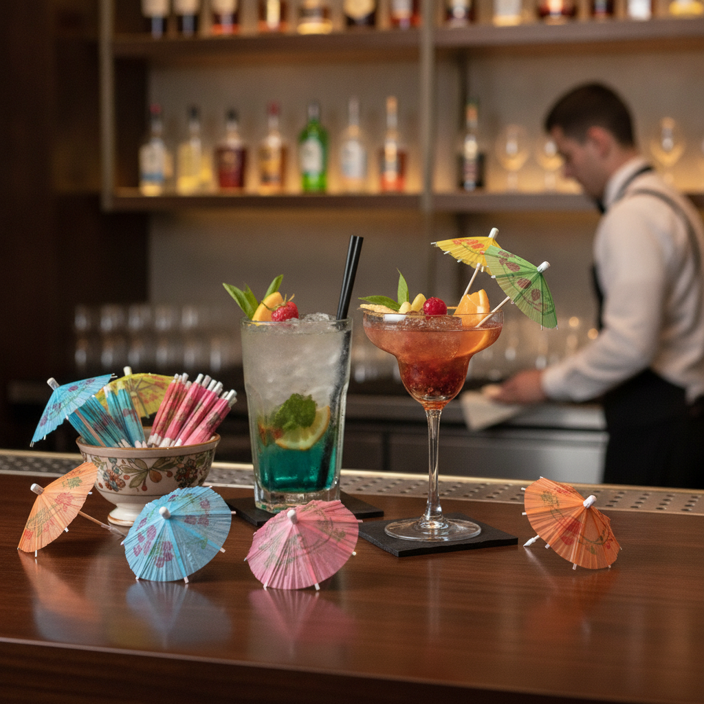 Paper Mixed Colour Parasols 105x38mm for Cocktails & Desserts (Pack of 144)