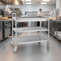 Stainless Steel 3 Tier Deep Tray Clearing Trolley for Efficient Service