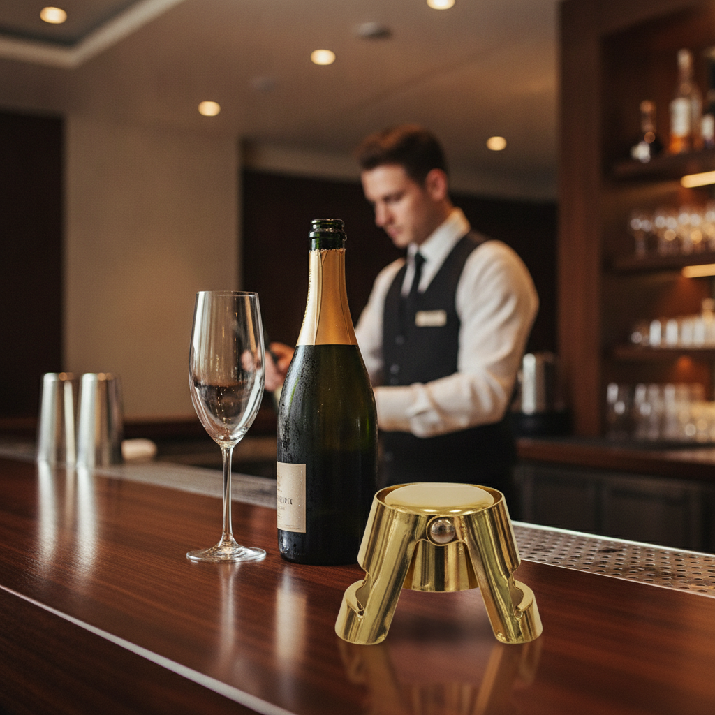 Stainless Steel Champagne Stopper with Gold Finish for Home & Office
