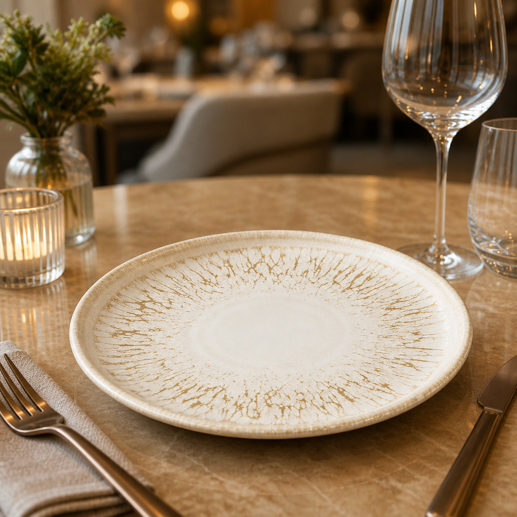 Walled Plates 157mm Natural Ceramic for Elegant Table Settings (Pack of 6)