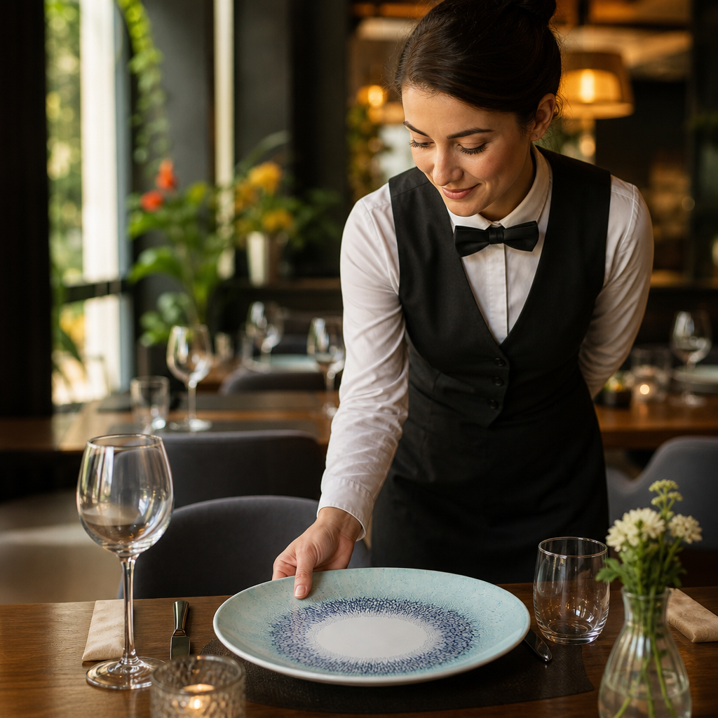 Coupe Plates 248mm Blue Vitrified Ceramic for Dining (Pack of 12)