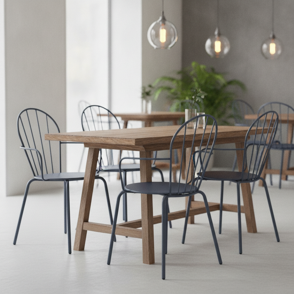 Powder-Coated Steel Armchairs Slate Blue 855x561mm for Restaurants & Cafés (Pack of 4)