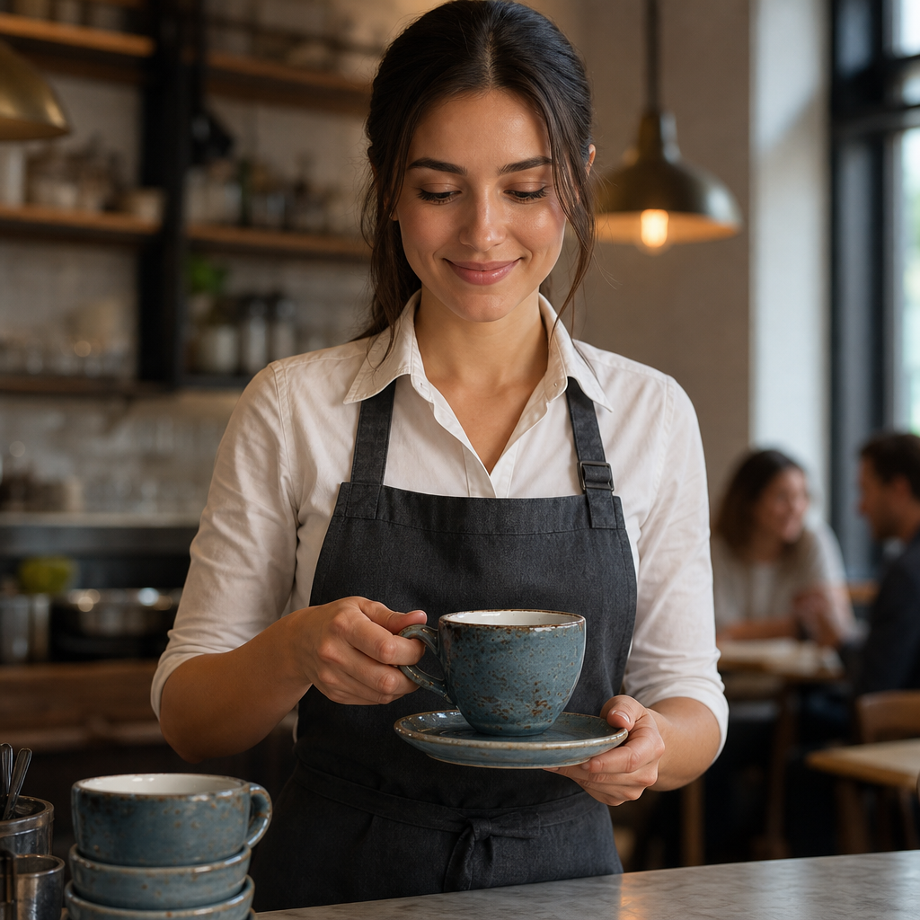 Alumina Stacking Cups 455ml Blue Vitrified Ceramic for Cafés (Pack of 12)