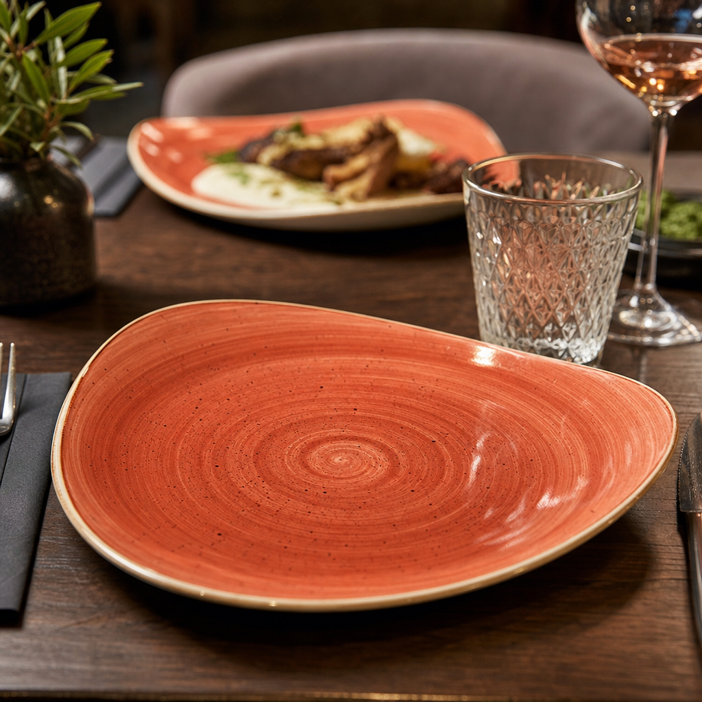 Plates Spiced Orange Ceramic for Casual Dining (Pack of 12)