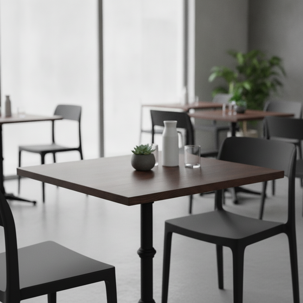 Timber Dark Walnut Square Table Top 600mm for Commercial Use