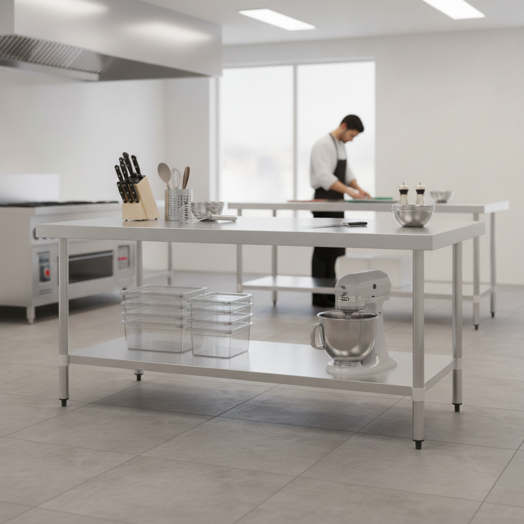 430 Stainless Steel Prep Table 1800mm for Kitchen Use