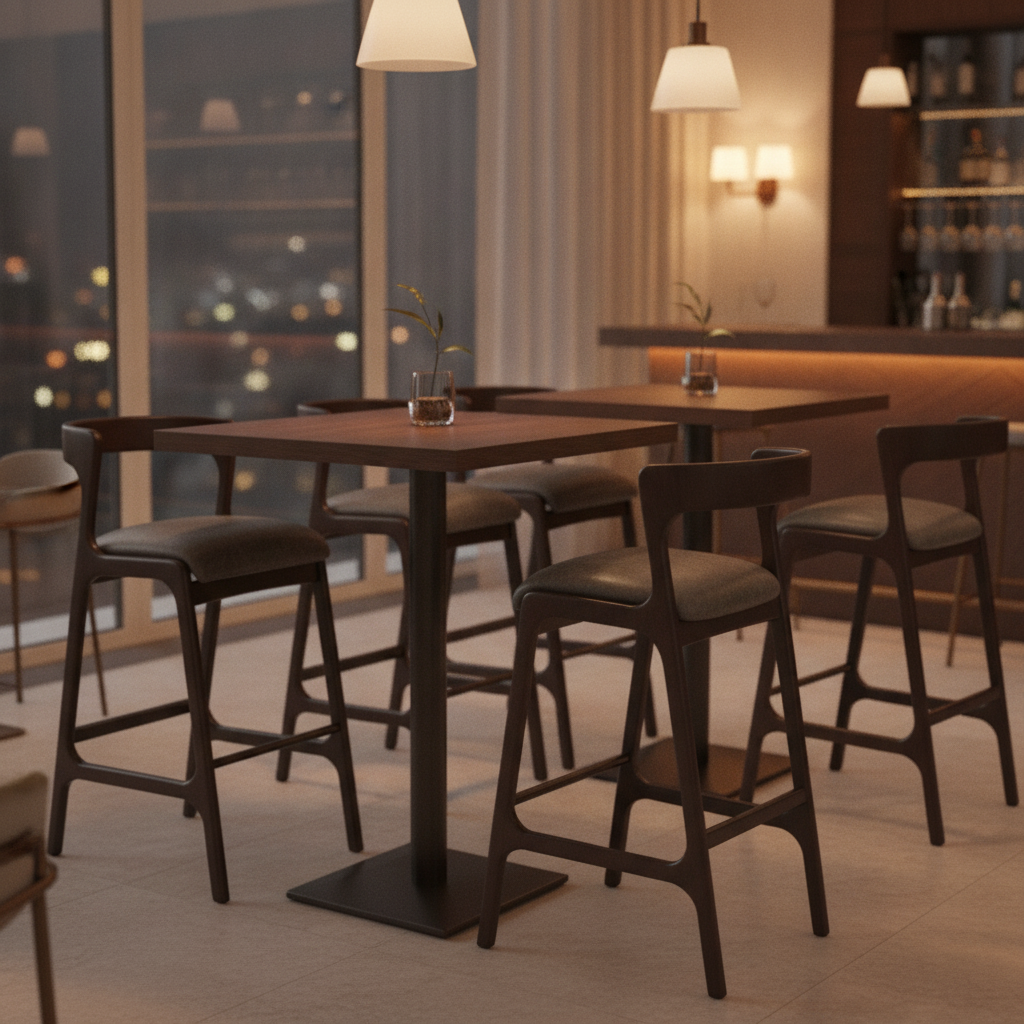 Rubber Wood Bar Chair in Brown 1055x460mm for Elegant Venues (Pack of 6)