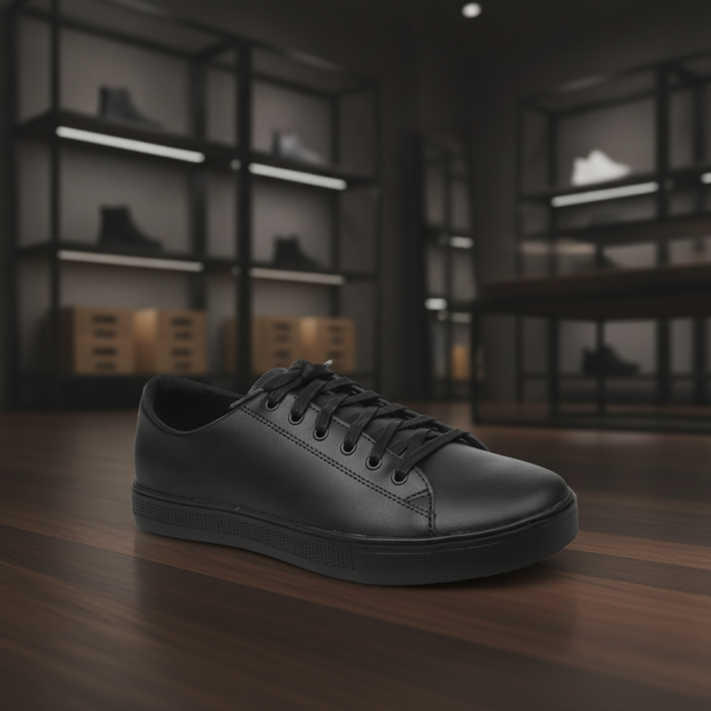 Leather Old School Trainers Black for Professional Use