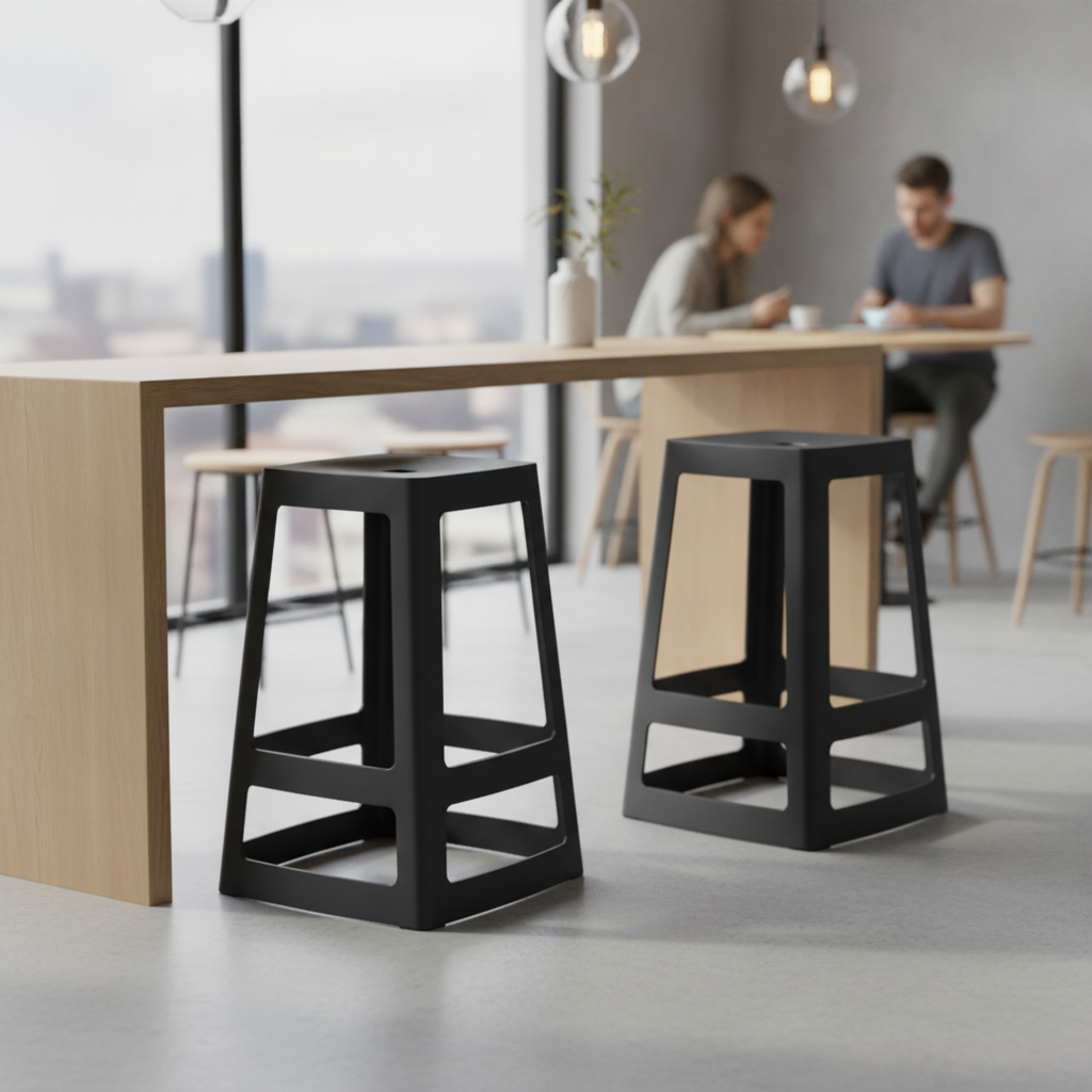 Polypropylene High Stools in Traffic Black 650x430mm for Indoor & Outdoor Use (Pack of 2)