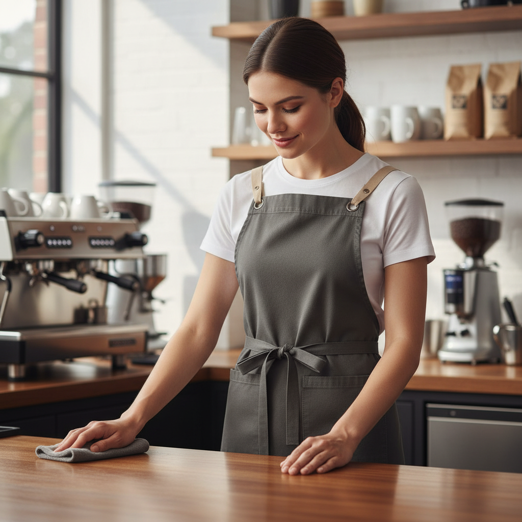 Cotton Canvas Bib Apron Grey for Artisan Cafés & Kitchens