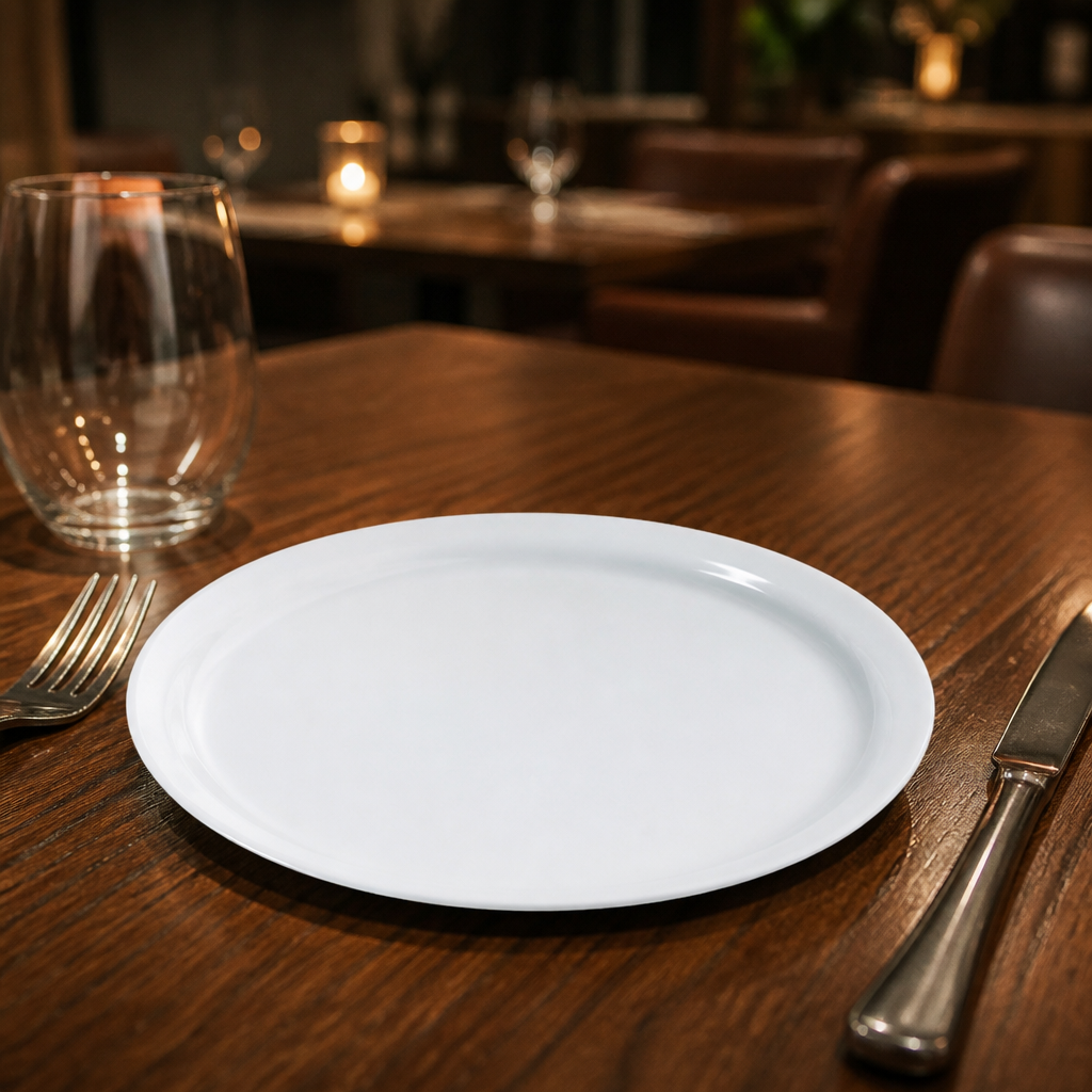 Narrow Rim Plates 193mm Glass for Catering & Hospitality (Pack of 6)