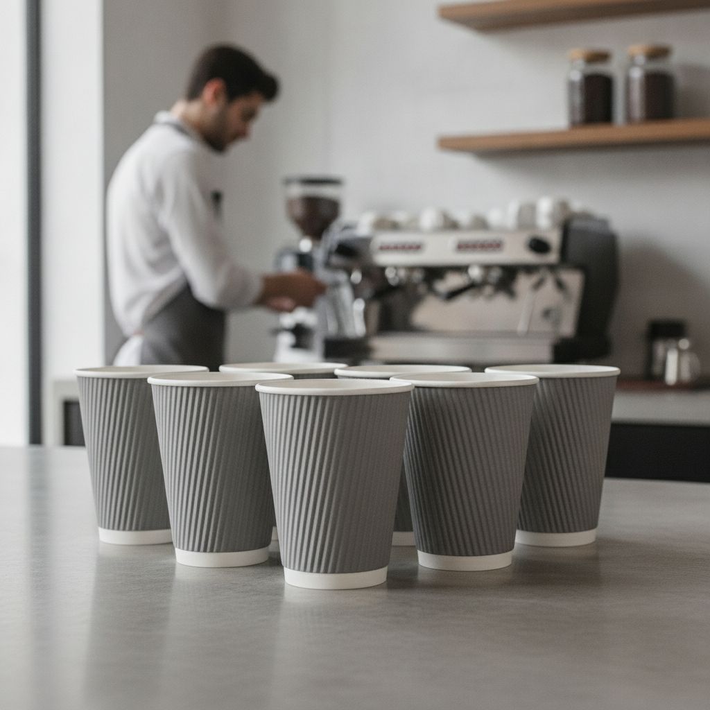 Cardboard Ripple Wall Coffee Cups 225ml for On-the-Go Drinks (Pack of 500)