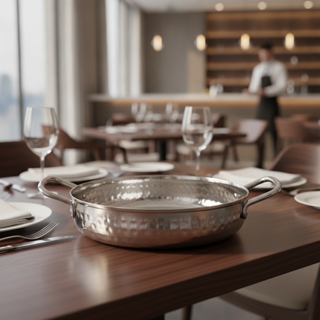 Stainless Steel Hammered Handled Dish 150mm for Serving