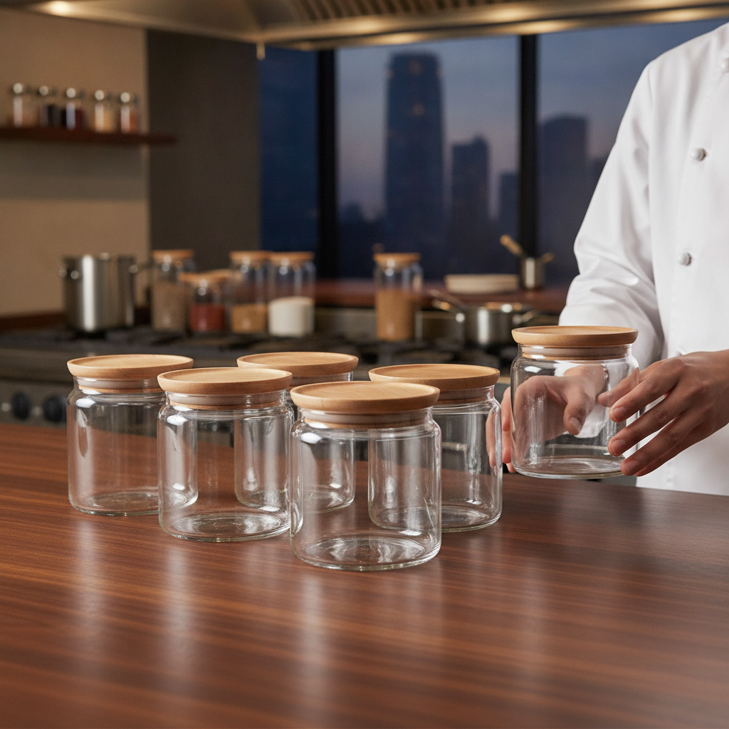 Glass Storage Jar 750ml with Wooden Lid for Food Preservation (Pack of 6)