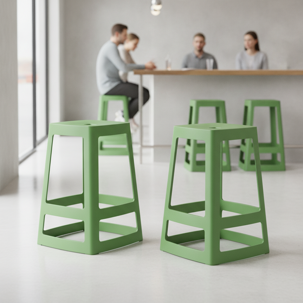 Polypropylene May Green Base High Stools 650x430mm for Indoor & Outdoor Use (Pack of 2)