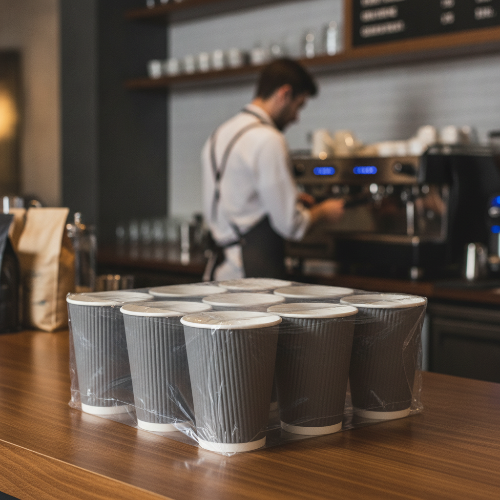 Cardboard Ripple Wall Coffee Cups 340ml for Hot Drinks Service (Pack of 25)