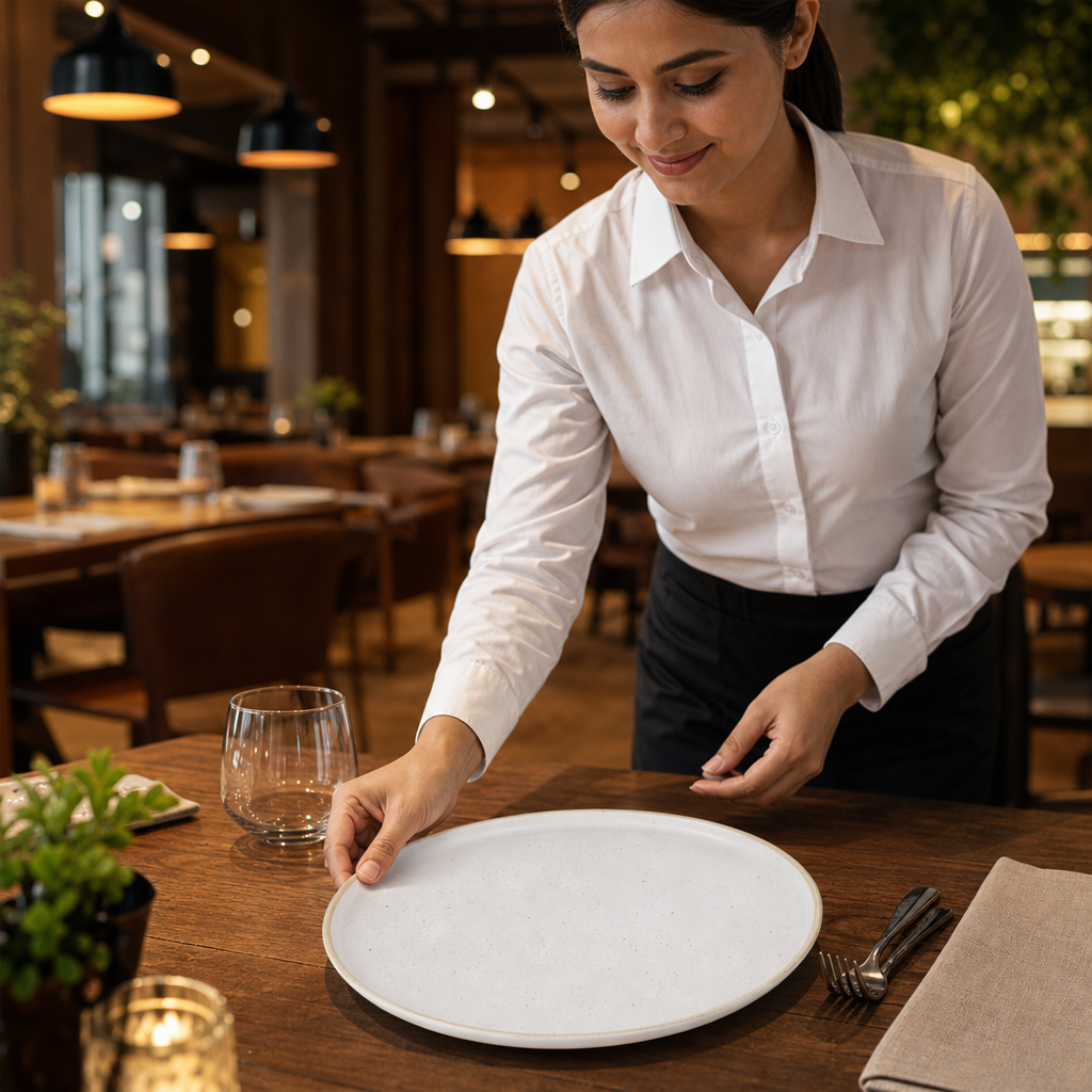 Walled Plates 257mm White Vitrified Ceramic for Dining (Pack of 6)