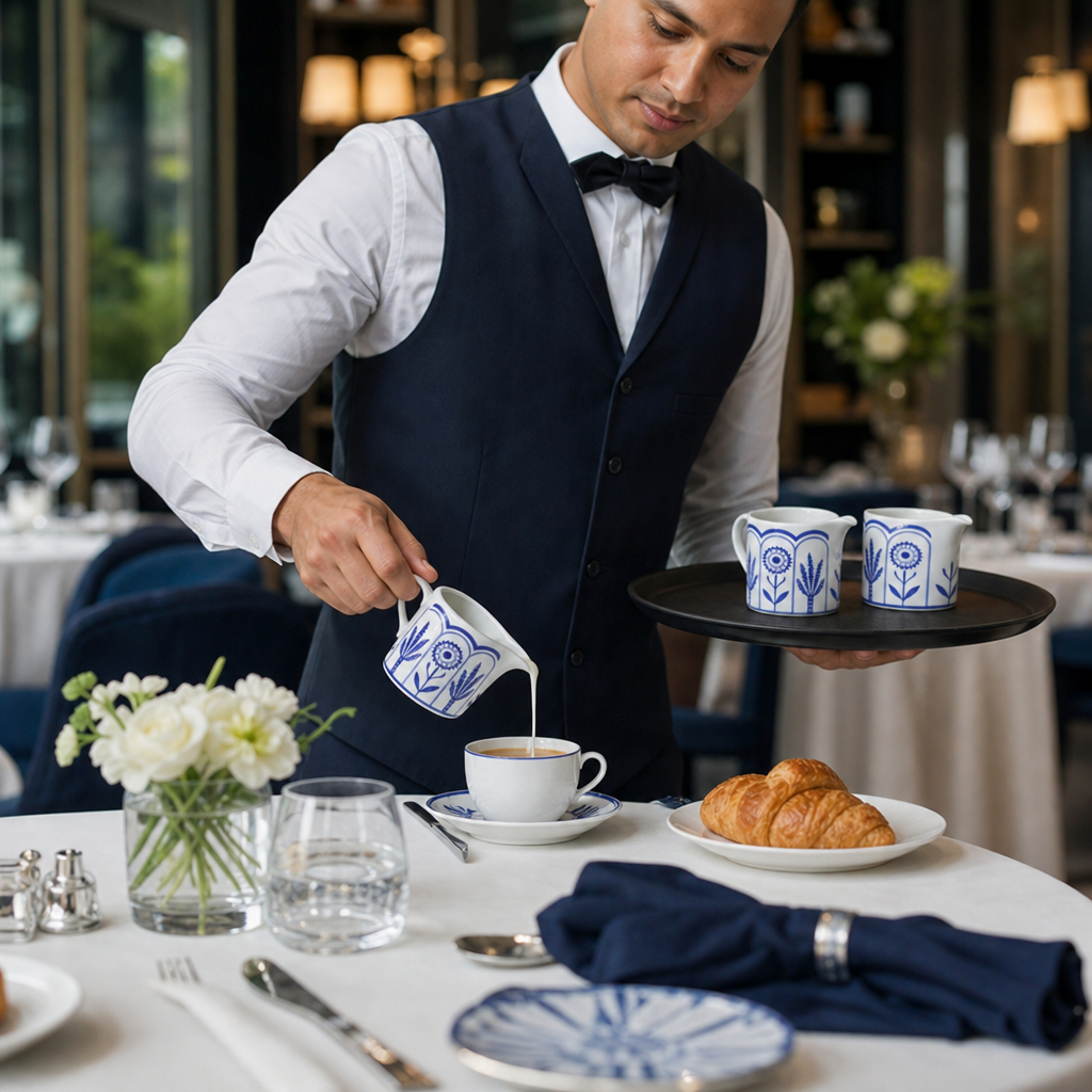 Bone China Milk Jugs 220ml with Exotic Blue Design for Table Settings (Pack of 12)