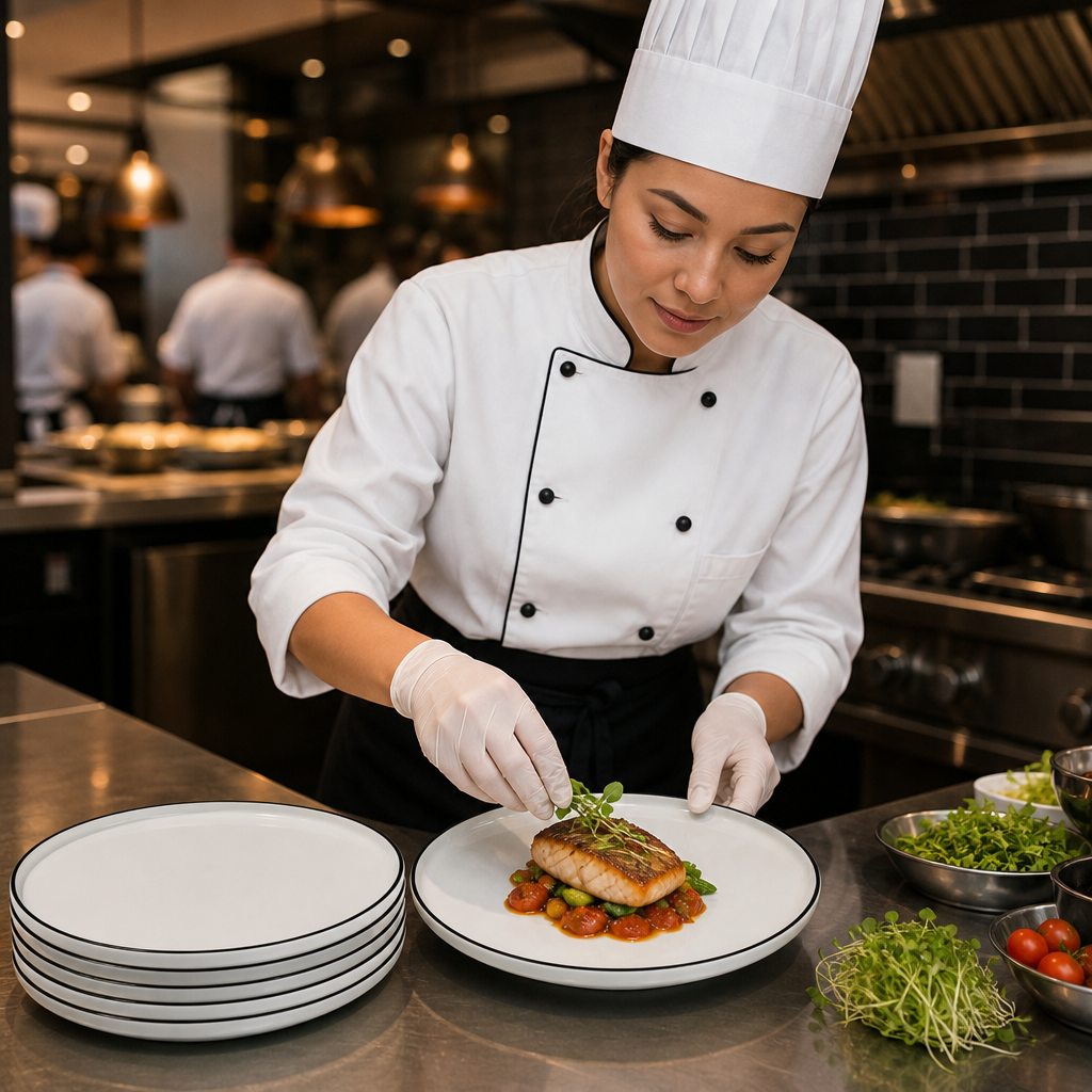 Alumina Stack Plates 285mm Vitrified Ceramic for Restaurants (Pack of 6)