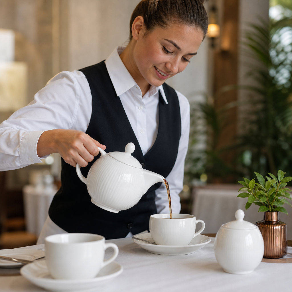 340ml Alumina Vitrified Ceramic Teapot for Professional Catering (Pack of 6)