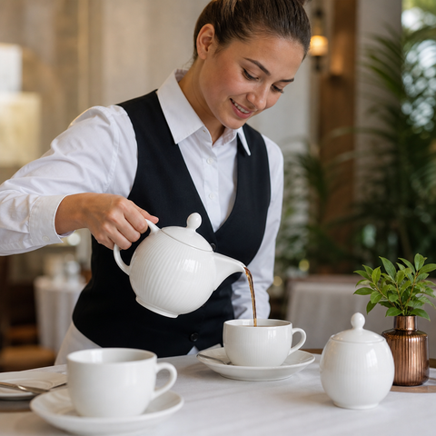 340ml Alumina Vitrified Ceramic Teapot for Professional Catering (Pack of 6)