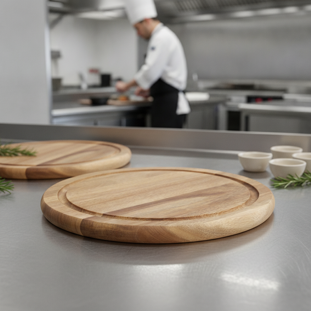 Acacia Wood Round Serving Board 283mm for Buffet Presentations