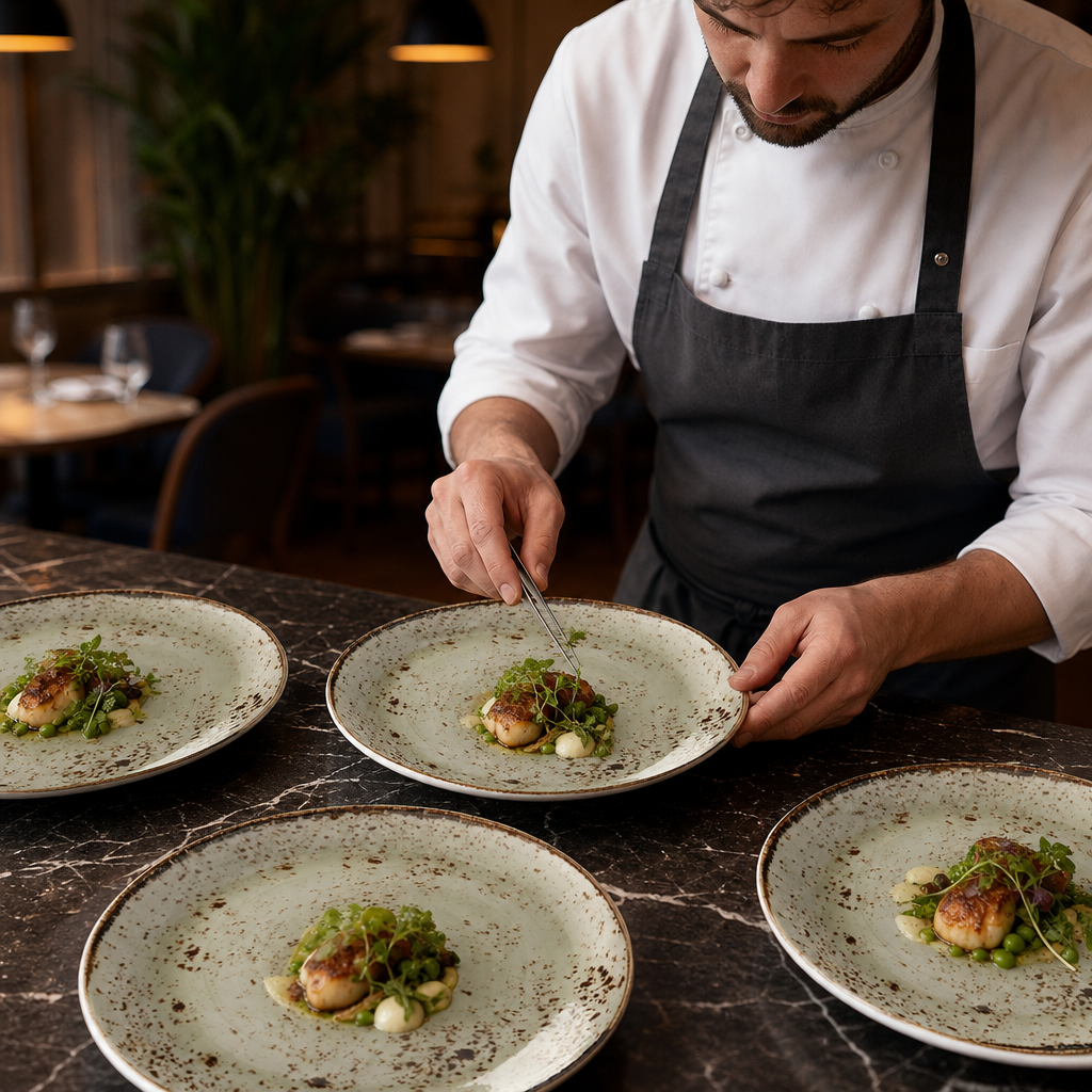 Plates 305mm Green Porcelain for Restaurants (Pack of 12)