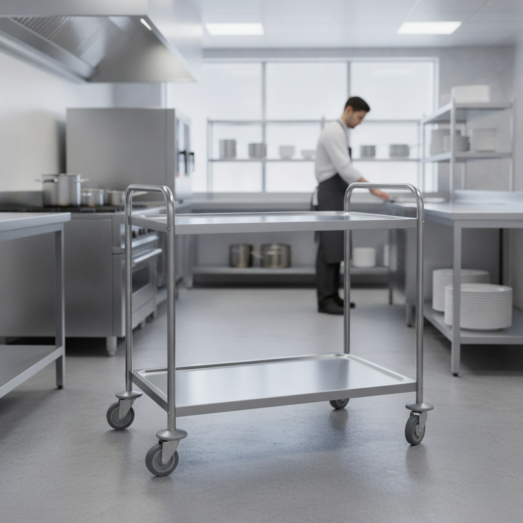 Stainless Steel 2 Tier Clearing Trolley 128kg for Efficient Service
