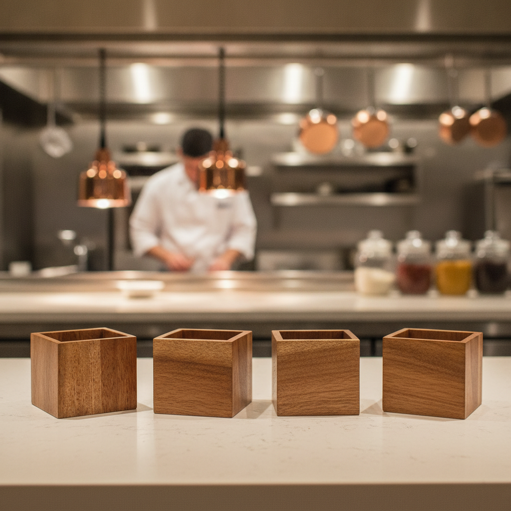 Wooden Buffet Cubes 120x100mm for Stylish Tabletop Displays (Pack of 4)