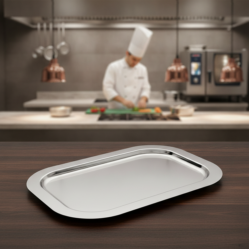 Stainless Steel Rectangular Tray 480x300mm for Elegant Serving