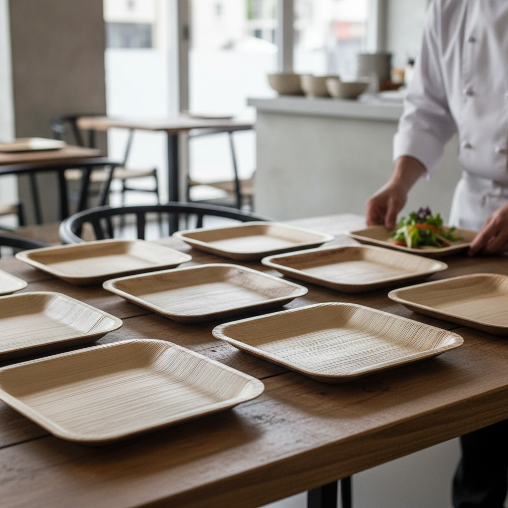 Compostable Palm Leaf Plates 200mm for Catering Events (Pack of 100)