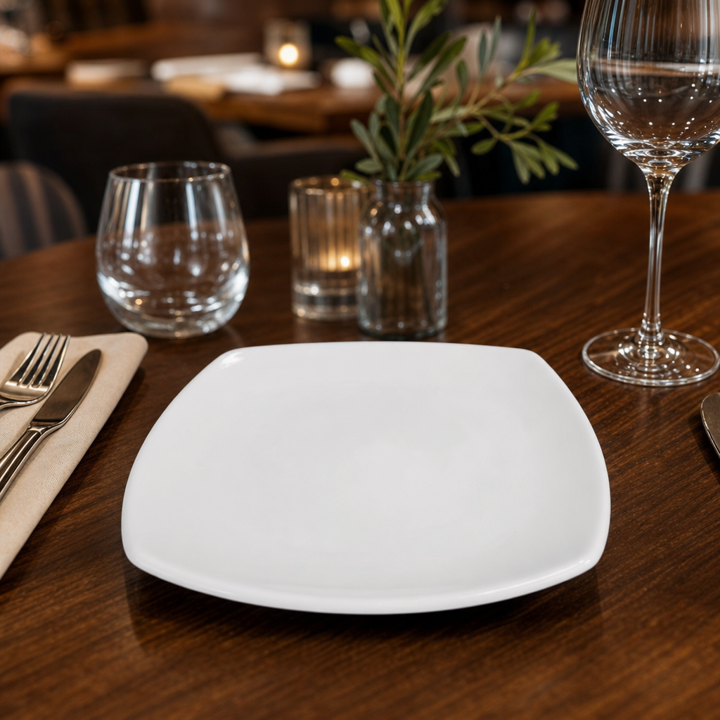 Square Plates 160mm Porcelain for Elegant Dining (Pack of 12)