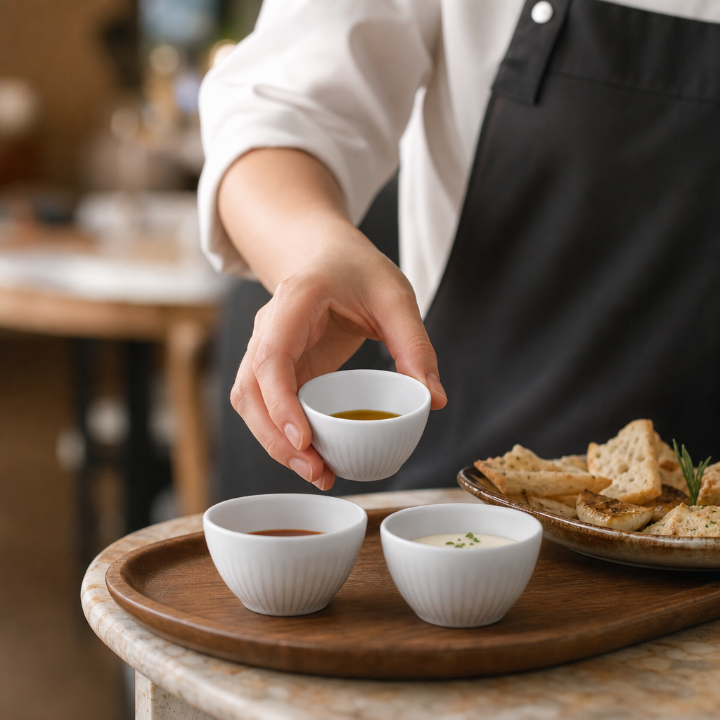 Dipping Pots 70mm Grey Ceramic for Table Service (Pack of 12)