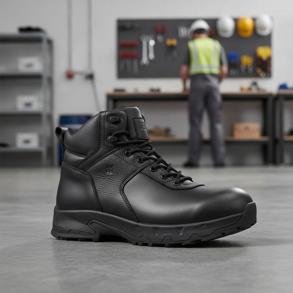 Leather Black Composite Safety Shoes for Workplace Protection