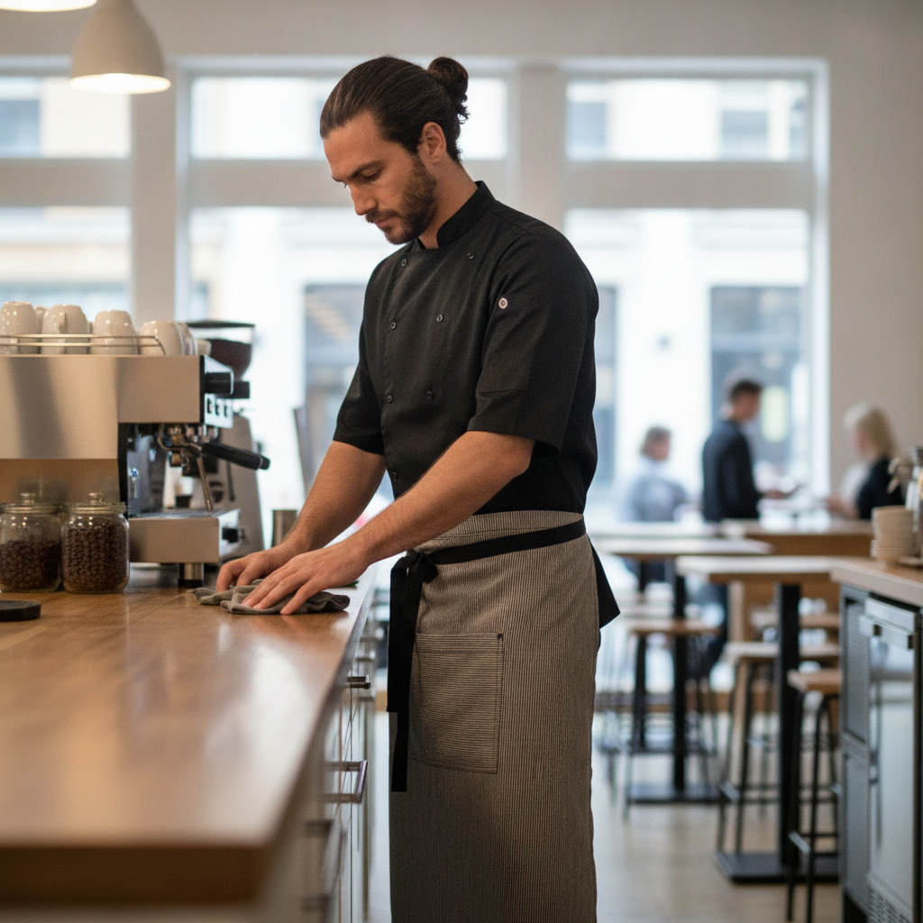 Polycotton Denim Bistro Apron Grey for Artisan Cafés