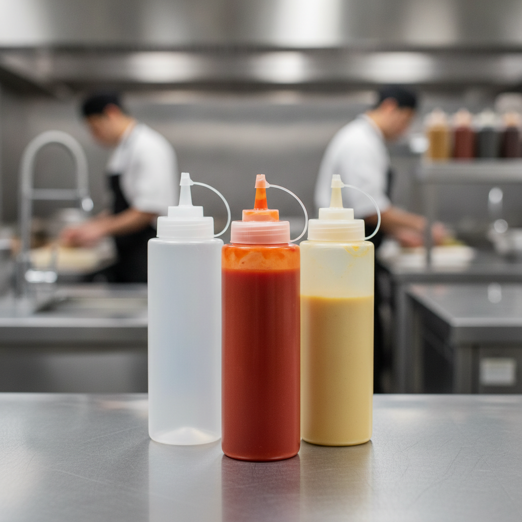 Polyethylene Clear Squeeze Sauce Bottle 24oz for Professional Kitchens
