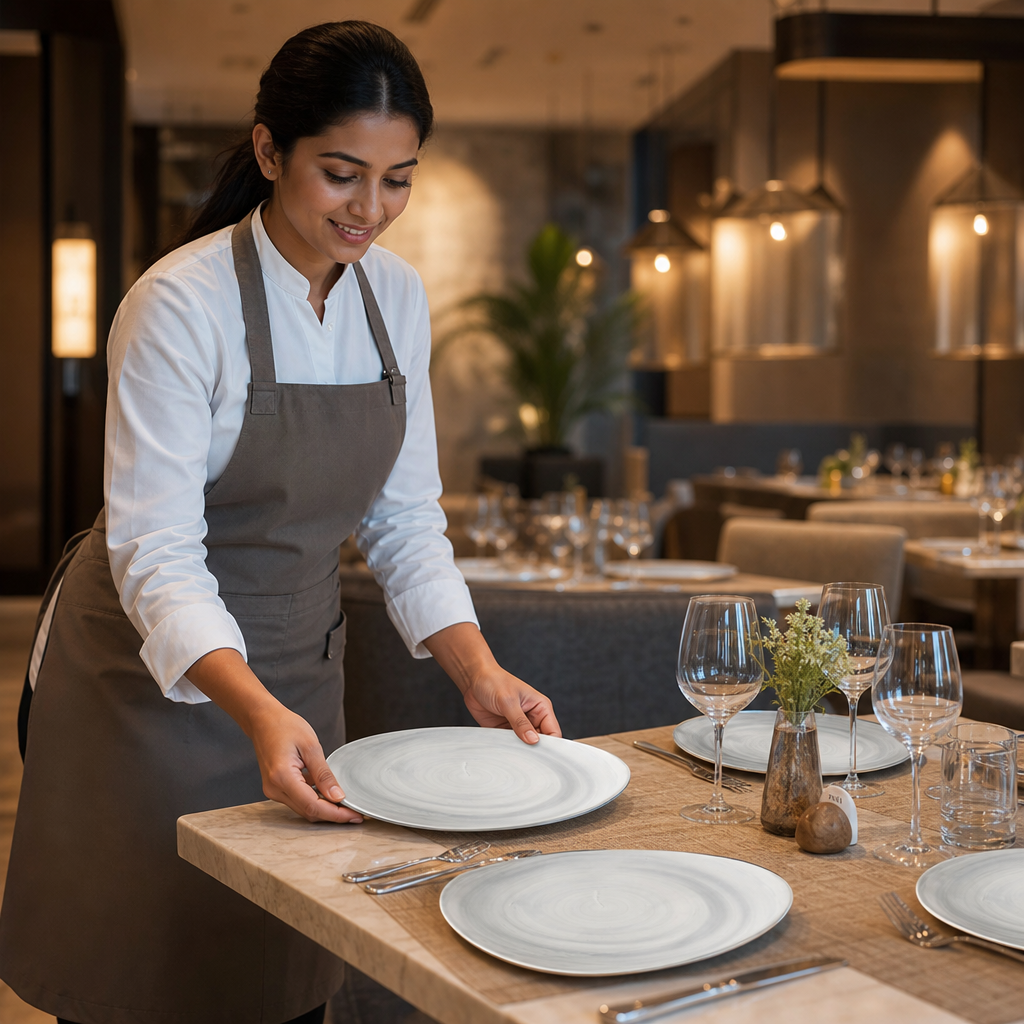 Plates 254mm Grey Vitrified Ceramic for Dining Tables (Pack of 12)
