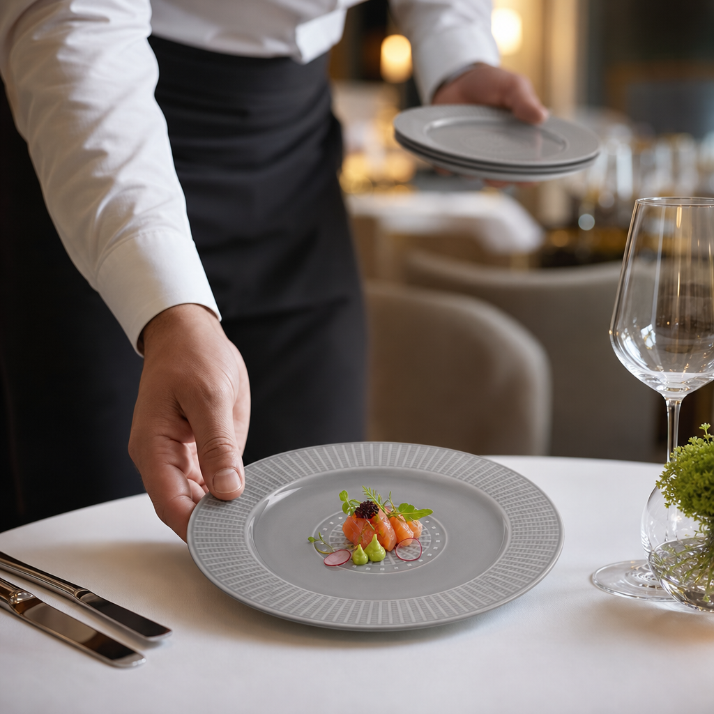 Gourmet Accent Plates 185mm Grey Porcelain for Fine Dining (Pack of 12)