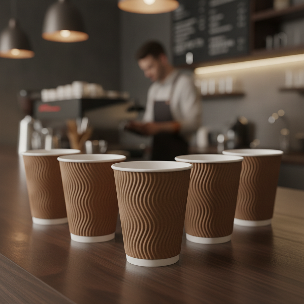 Cardboard Ripple Wall Coffee Cups 340ml for Hot Drinks (Pack of 25)