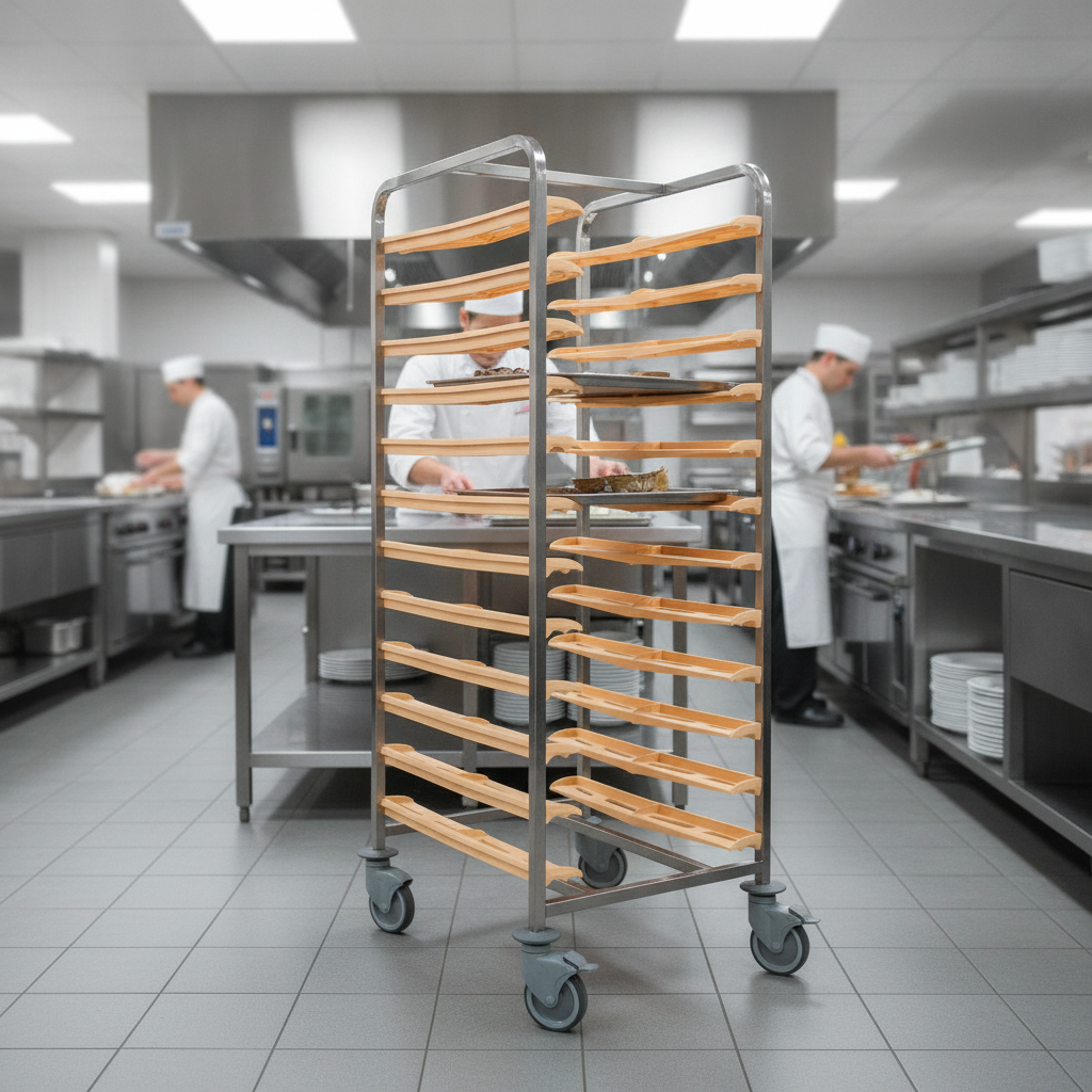 Stainless Steel Tray Clearing Trolley for Efficient Service