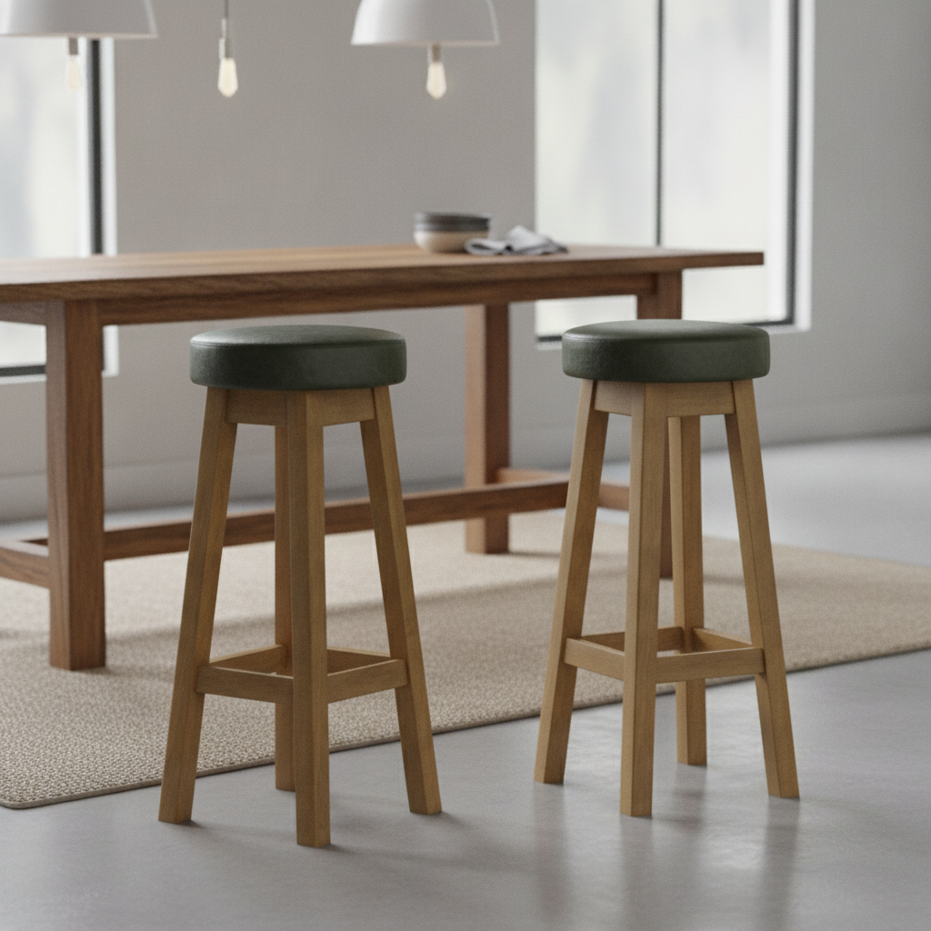 Rubber Wood High Stool with Bison Cedar Seat 760x335mm for Dining Spaces (Pack of 2)